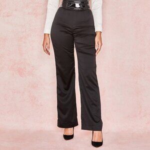 House of CB Meisha Black Stretch Satin High Waist Trouser Pants M​